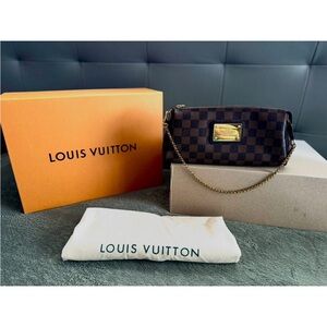 Louis Vuitton Dark Brown Checkered Clutch- Authentic